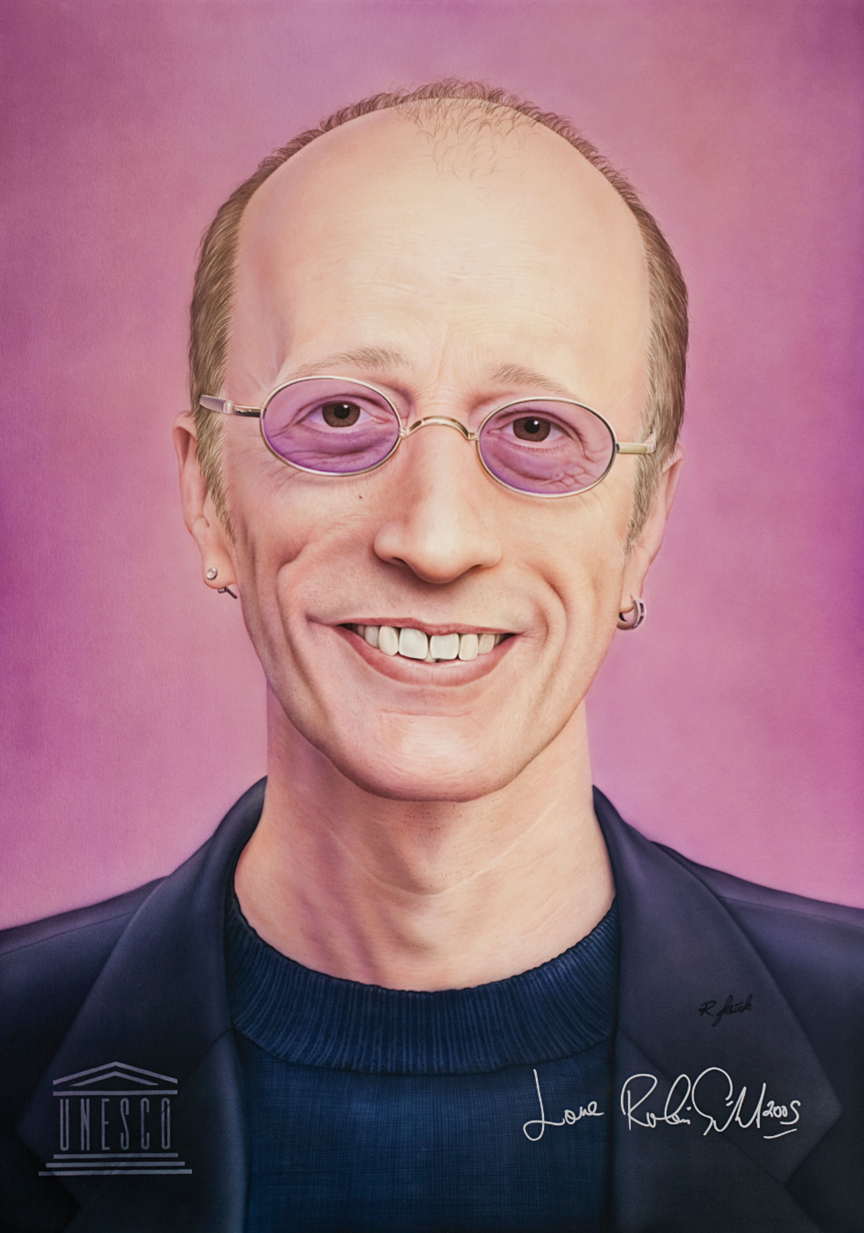 Robin Gibb Porträt – Gemälde mit Originalsignatur Acryl, 70 × 100 cm