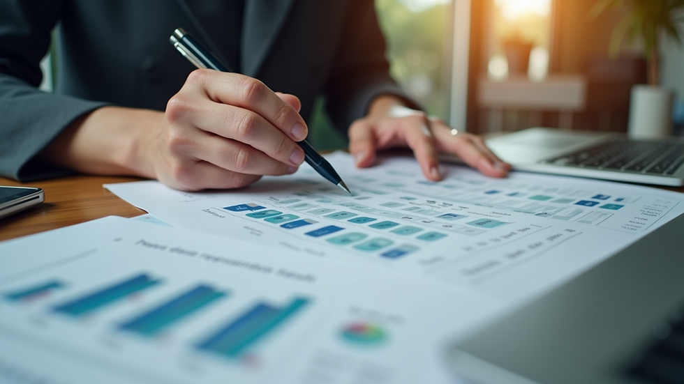 Eye-level view of a person reviewing a financial budget on a laptop