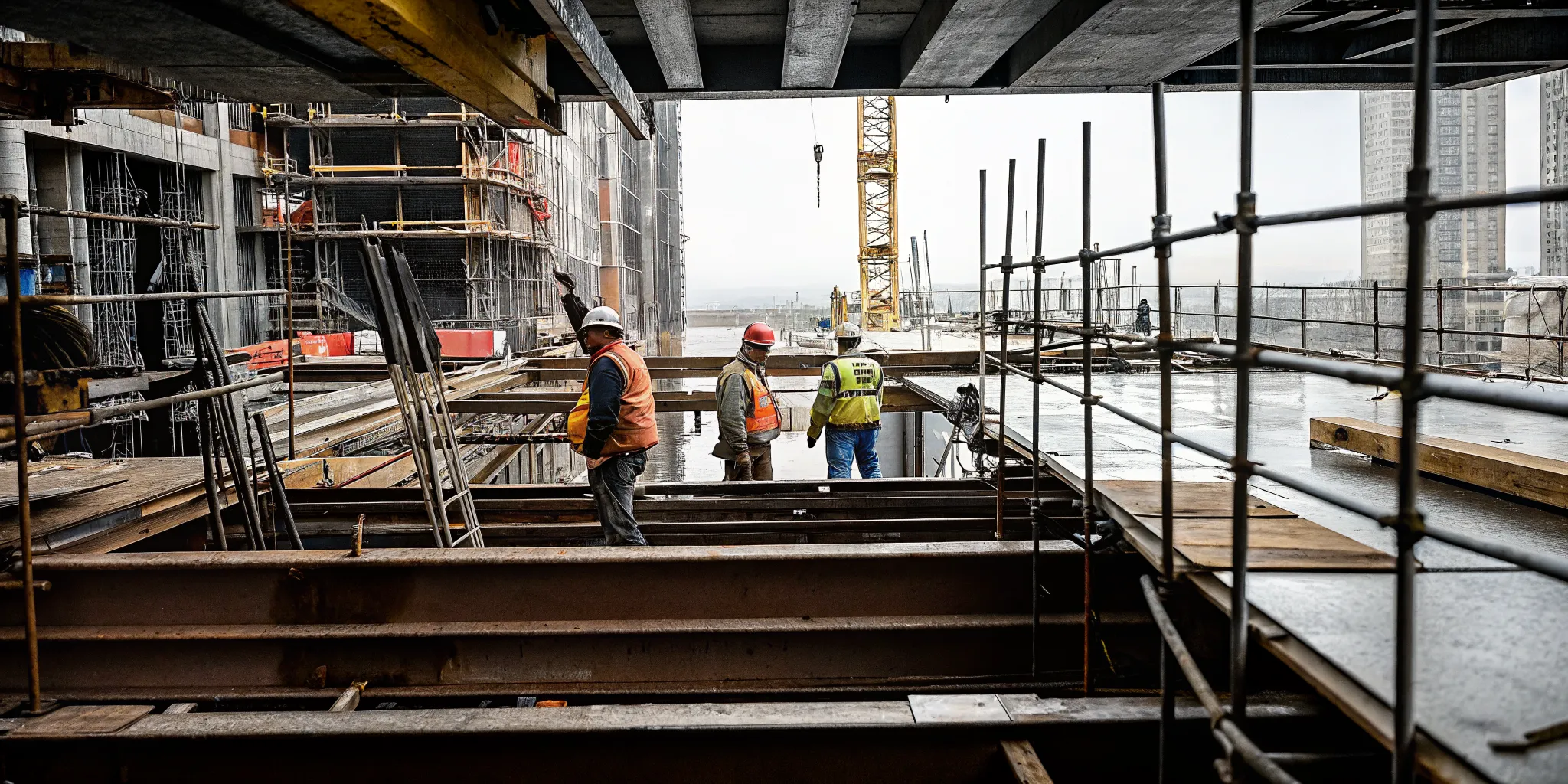 Concrete underpinning piers being installed at a New York City construction site with structural engineering oversight