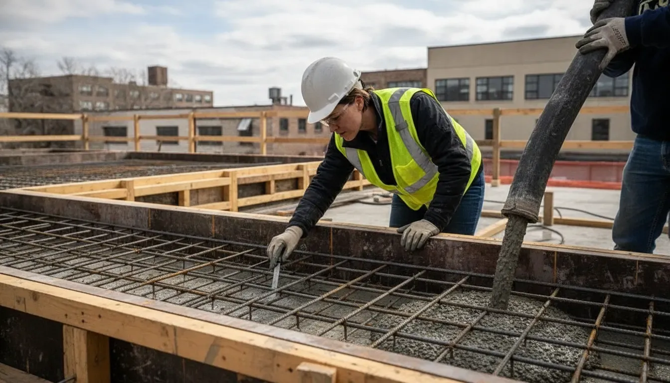 Concrete placement and reinforcement work at a small NYC construction project