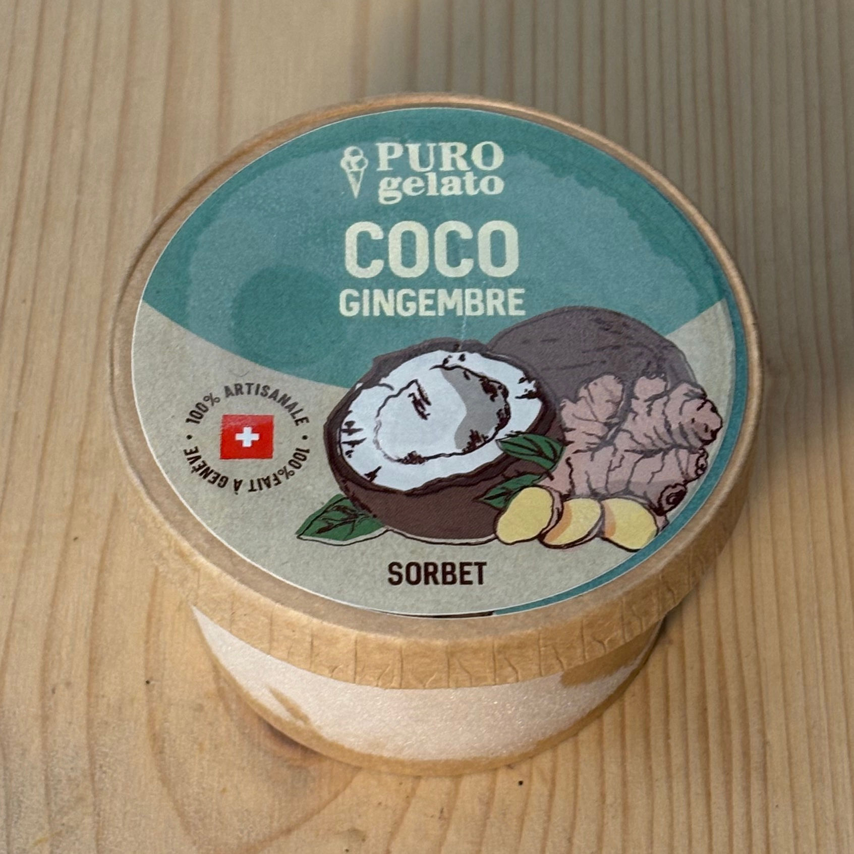 Puro Gelato Coco Gingembre Sorbet 120ml C+