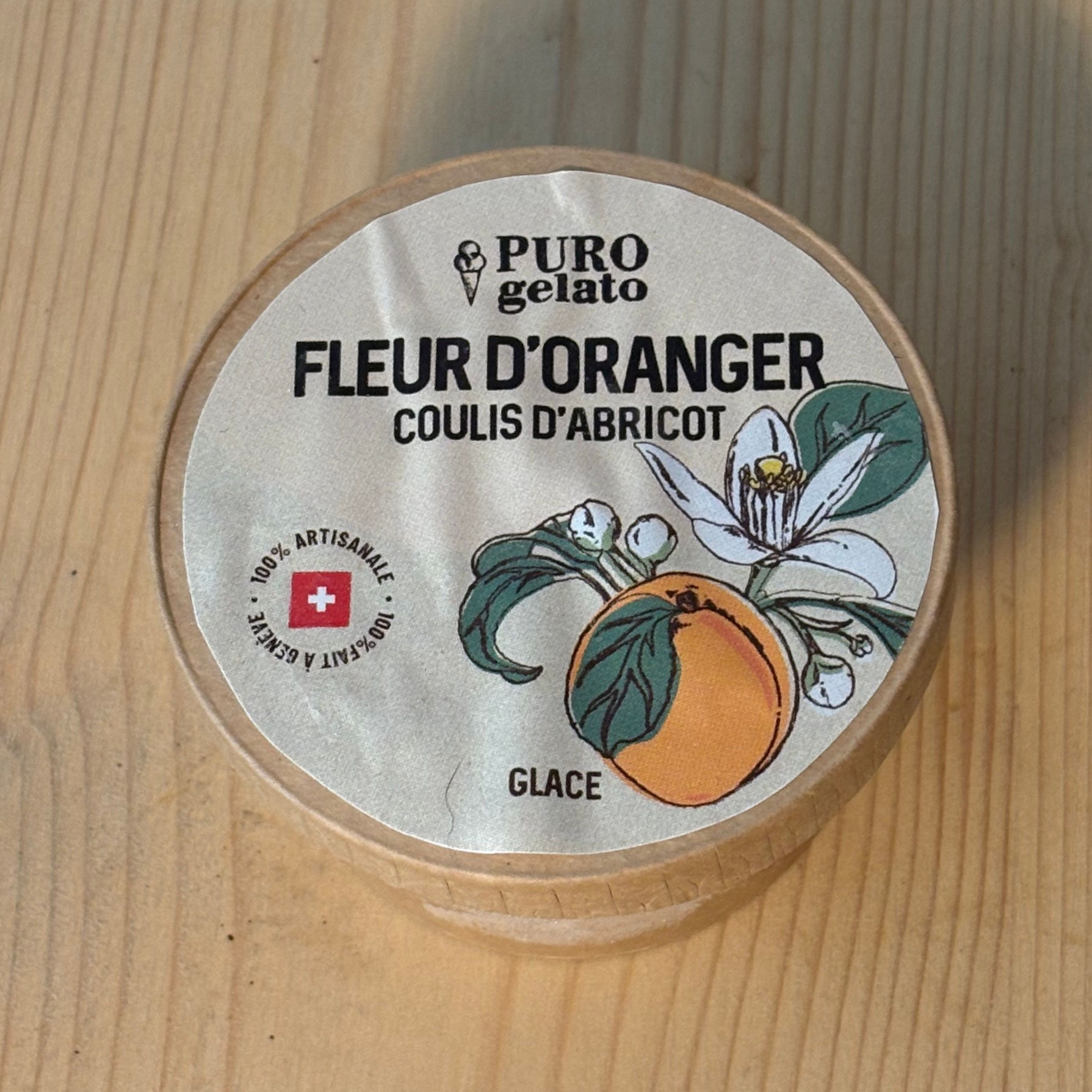 Puro Gelato Fleur d'oranger abricot Glace 120ml C+
