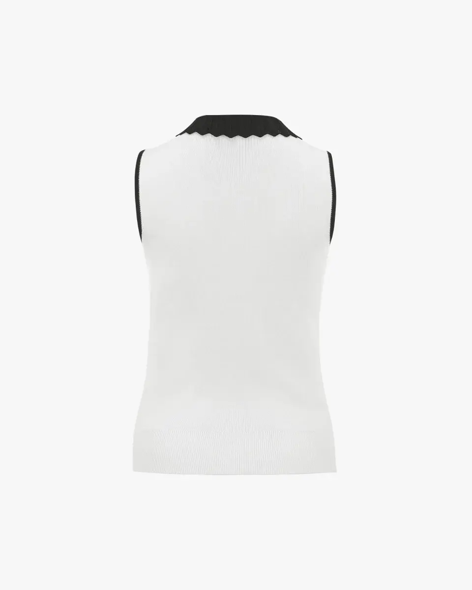 Thumbnail: Lace Collar Sleeveless Knit