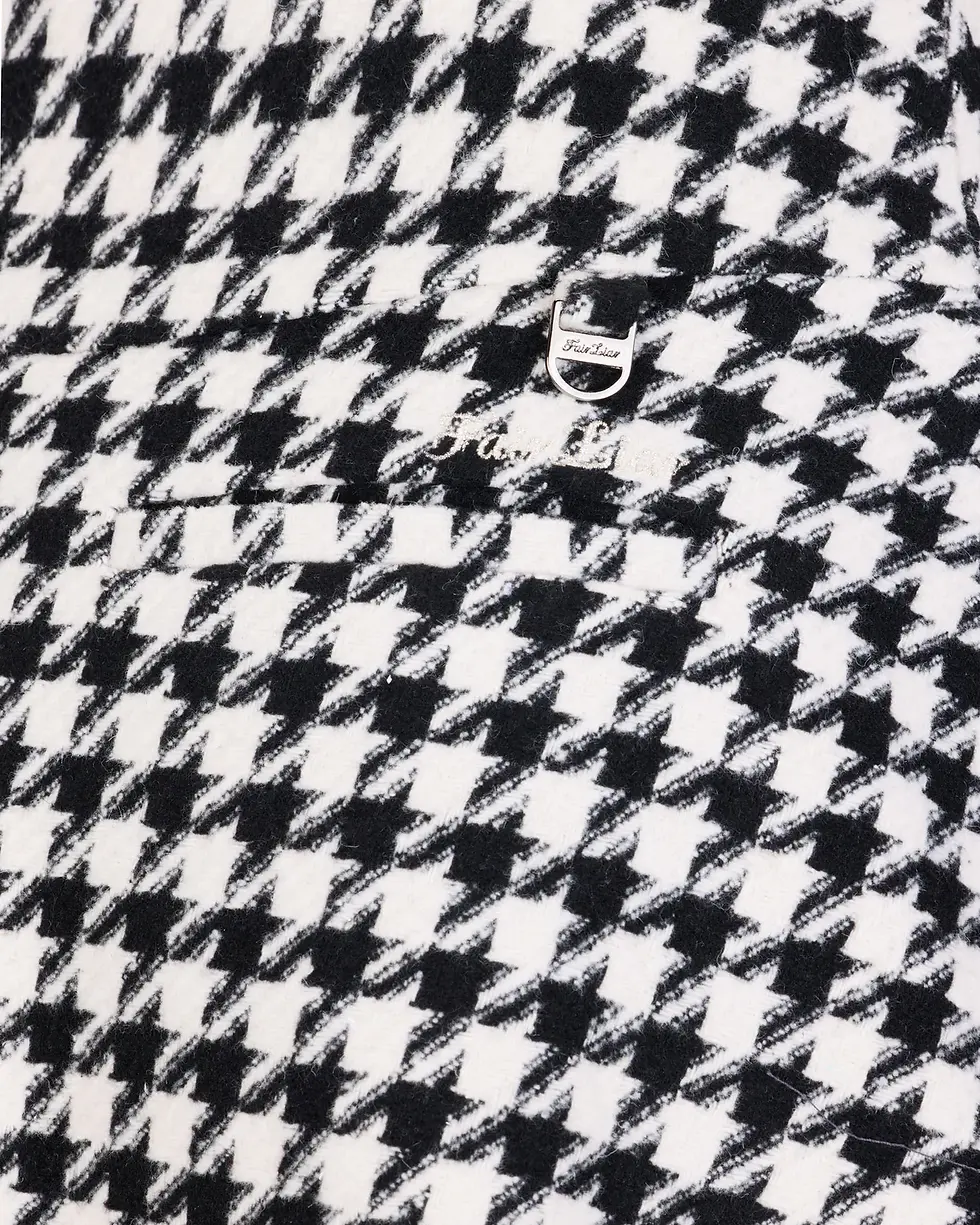 Thumbnail: Houndstooth Checkered Flare Skirt - Black