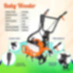 RK Plus 63CC Mini Tiller Powerful 3HP Petrol Engine & 4 attachments Specs