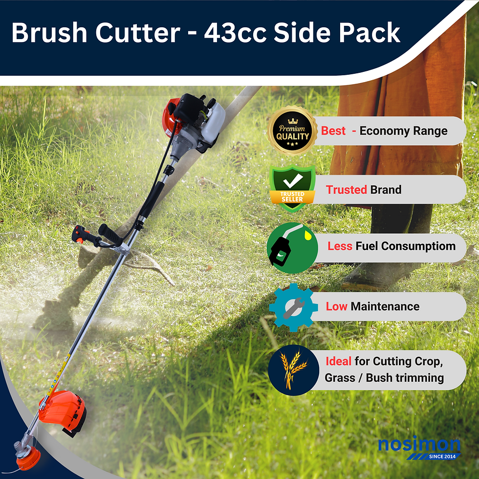 Thumbnail: Features of Nosimon 43cc 2-stroke Heavy Duty Brush Cutter Side Pack with Paddy Guard & Blade