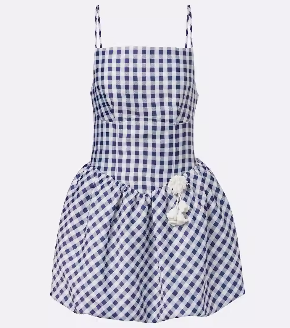 Self-Portrait Gingham taffeta minidress