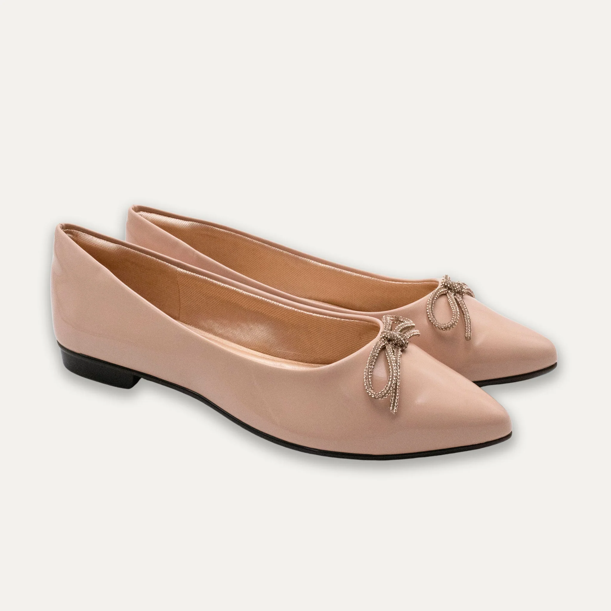 Luciana Crystal Bow Pele Pointed Toe Flats l Dear Bliss