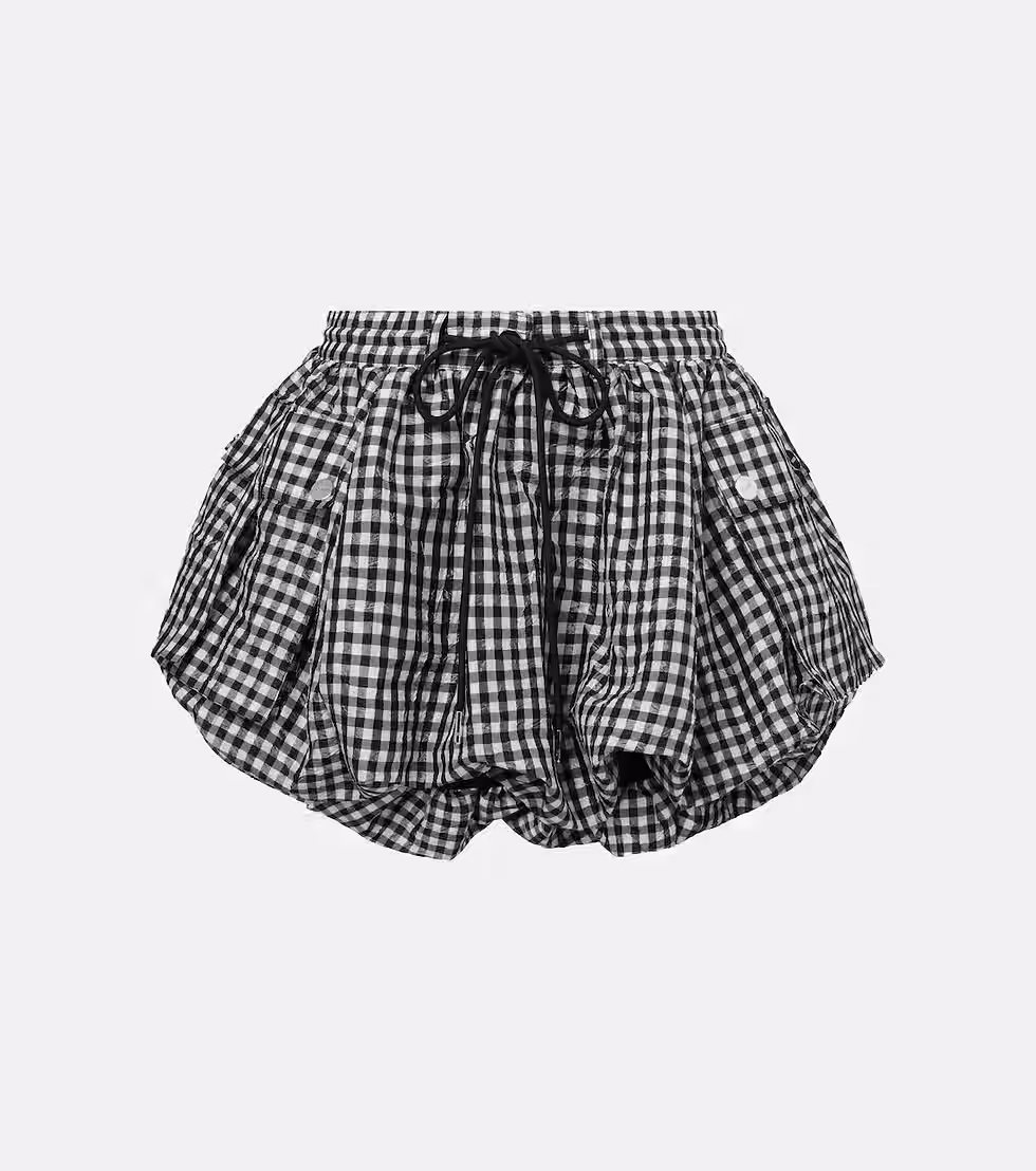 Ganni Gingham taffeta miniskirt