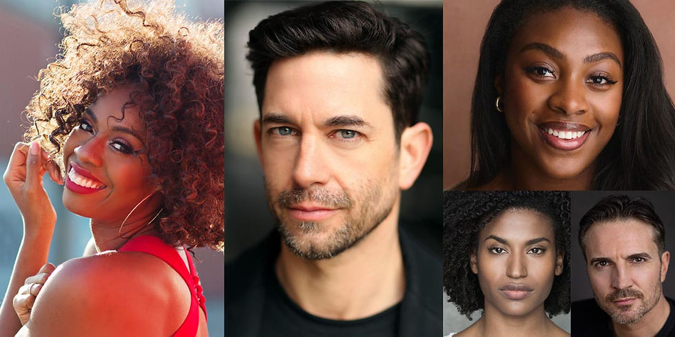 Headshots of the cast of the new tour of stage musical The Bodyguard: l-r Sidonie Smith, Adam Garcia, Sasha Monique (top), Mirela Mambo and Matt Milburn