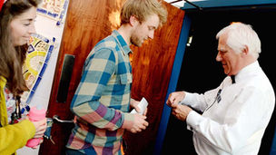 Volunteers by the lakeside