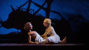 Scene from the puppet version of dramatised Shakespeare poem Venus and Adonis