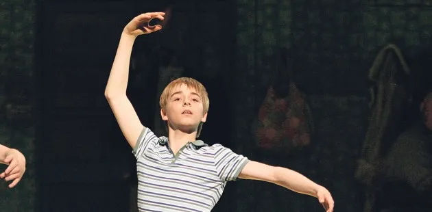 A boy dancing. Liam Liam in Billy Elliot