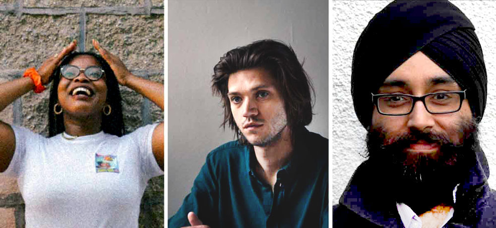 Nkenna Akunna, Tom Powell and Tajinder Singh Hayer - 2021 Papatango writing prizewinners