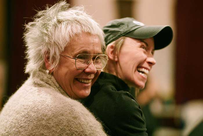 Emma Rice and Katy Owen in rehearsal for Blue Beard