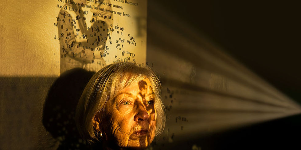 Poster for 2027 imitating the dog show Remember Romeo - an elderly woman watching a screening of Romeo and Juliet