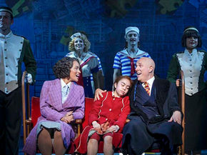 l-r Tanisha Mae Brown as Grace, Victoria Alsina as Annie and Alex Bourne as Warbucks in Annie. All pics: Paul Coltas.