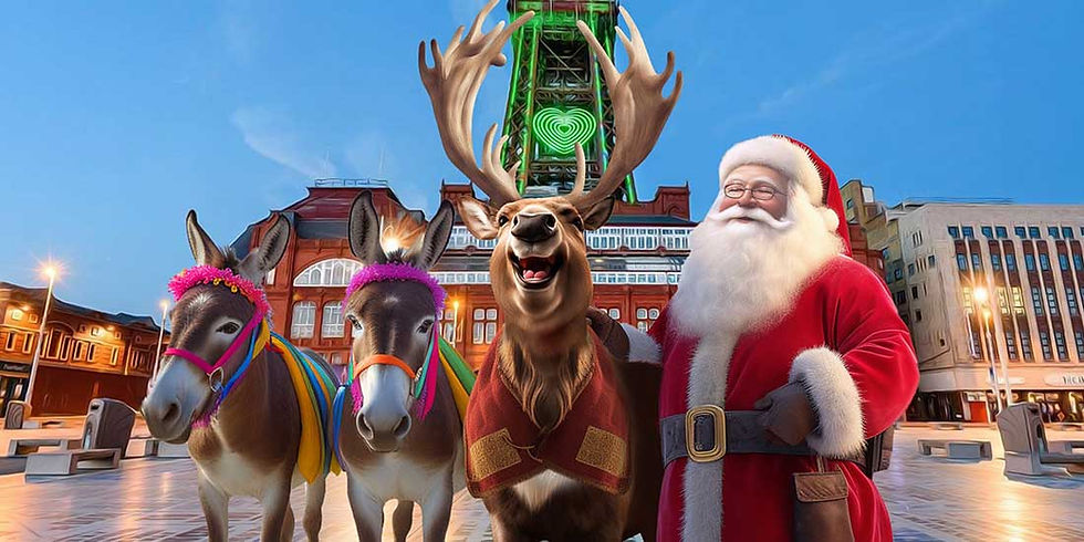 Not your traditional line-up - Santa, Frank the reindeer and two festive donkeys,,,