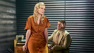 Mischa Barton makes her UK stage debut as femme fatale Phyllis Nirdlinger, with Cairan Owens as the fly to her spider, Walter Huff. In case you're wondering, these were Cain's names; they were changed for the movie to Dietrichson and Neff. All pics: Manuel Harlan