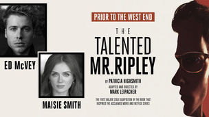 Poster for the UK tour of The Talented Mr Ripley, starring Ed McVey and Maisie Smith