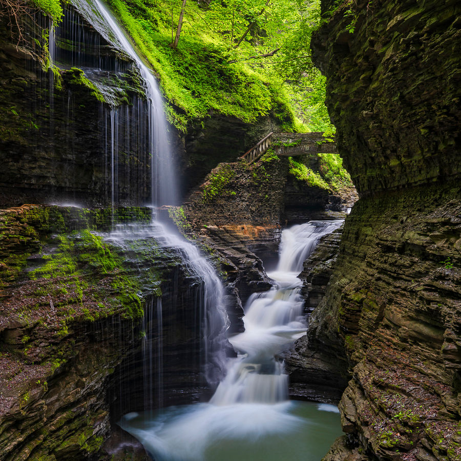 Rainbow Falls, Watkins Glen, New York. Fine art photography print and wall art for sale.