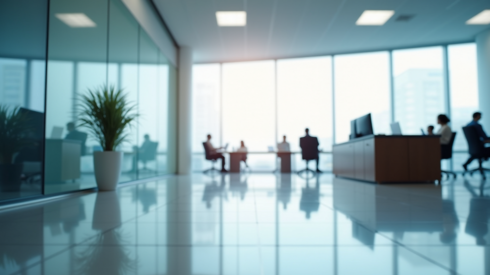 Eye-level view of a sparkling clean modern office space