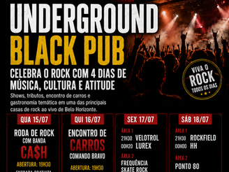 Underground Black Pub celebra a Semana Mundial do Rock com quatro dias de programação especial em Belo Horizonte