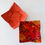 Thumbnail: Microwavable reversible bowl cozy with orange batik patterned fabric