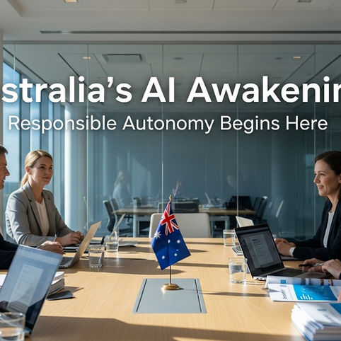 Professionals walking near Australian Parliament House on a sunny day, representing Australia’s AI governance and commitment to responsible innovation.
