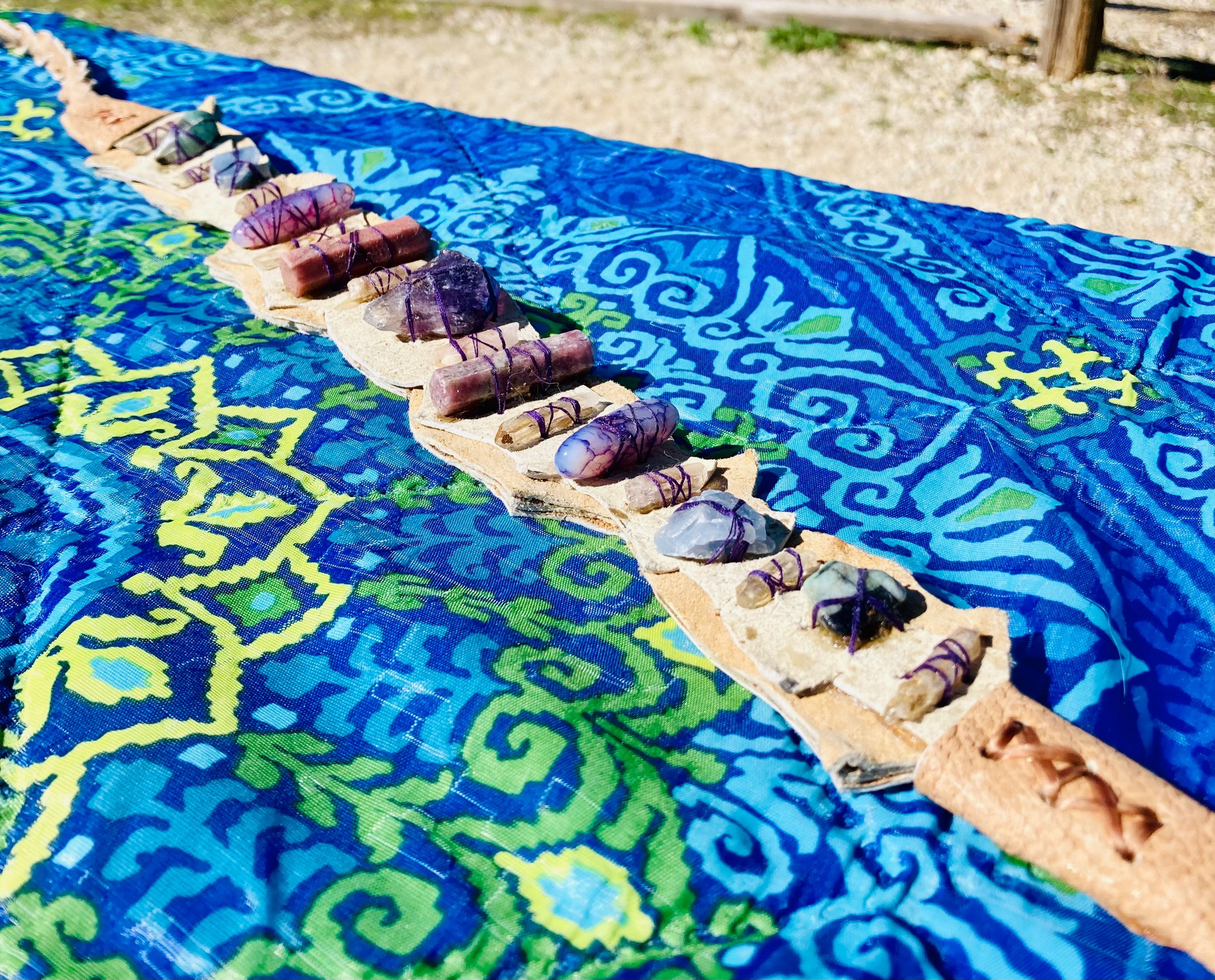 Leather and Crystal Centered Crown