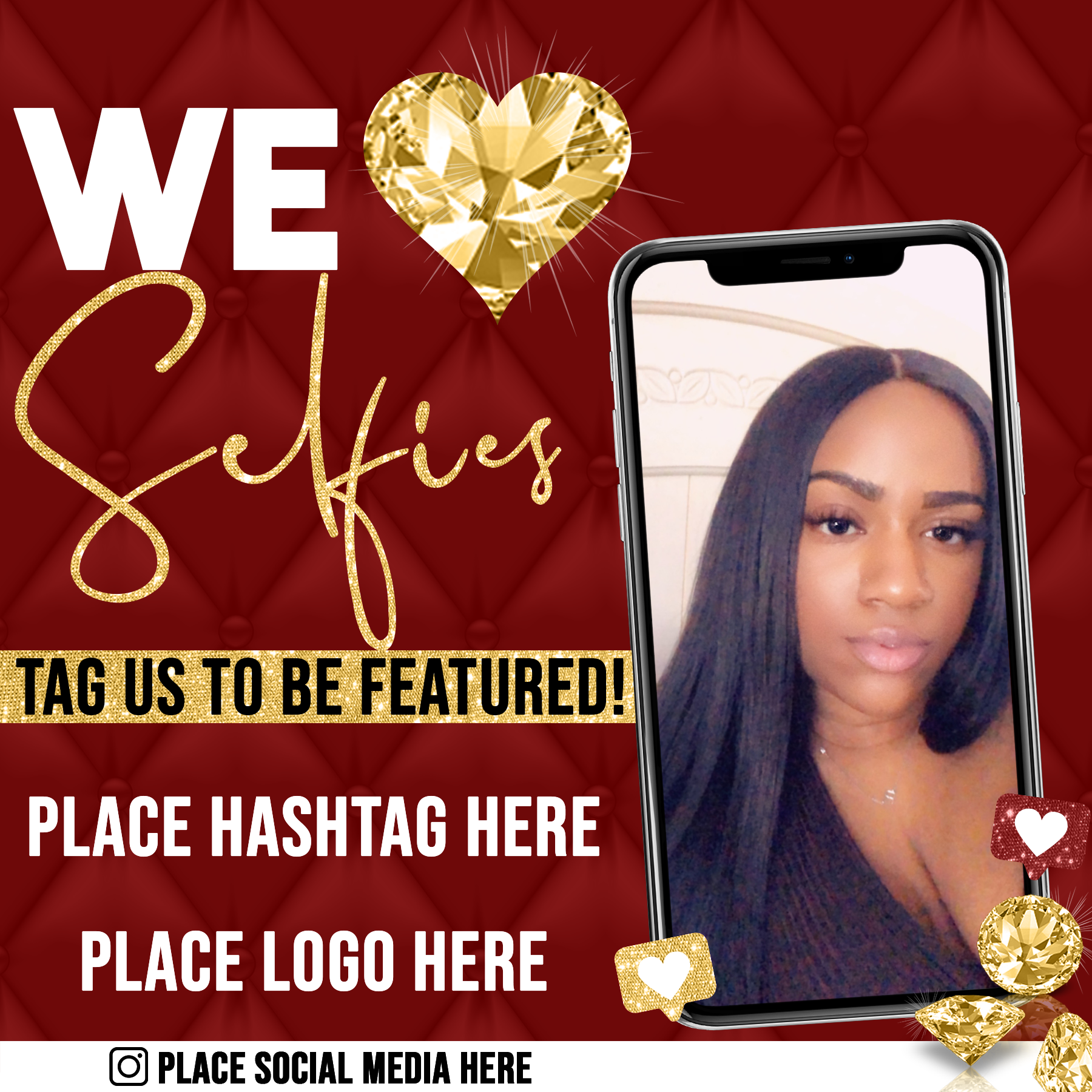 Gold Tag Us Selfie - Red