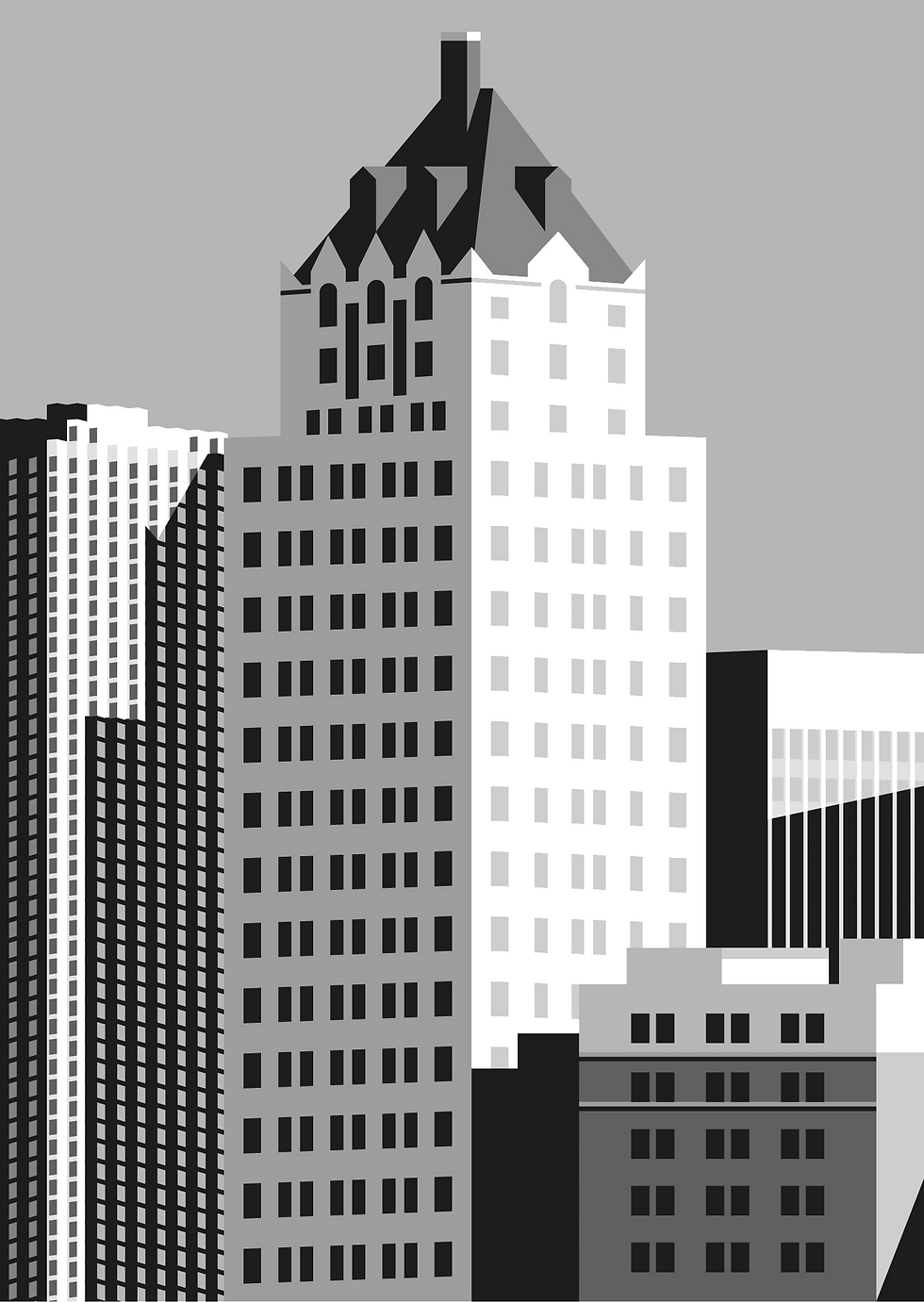 Colorful Urban Skyscrapers