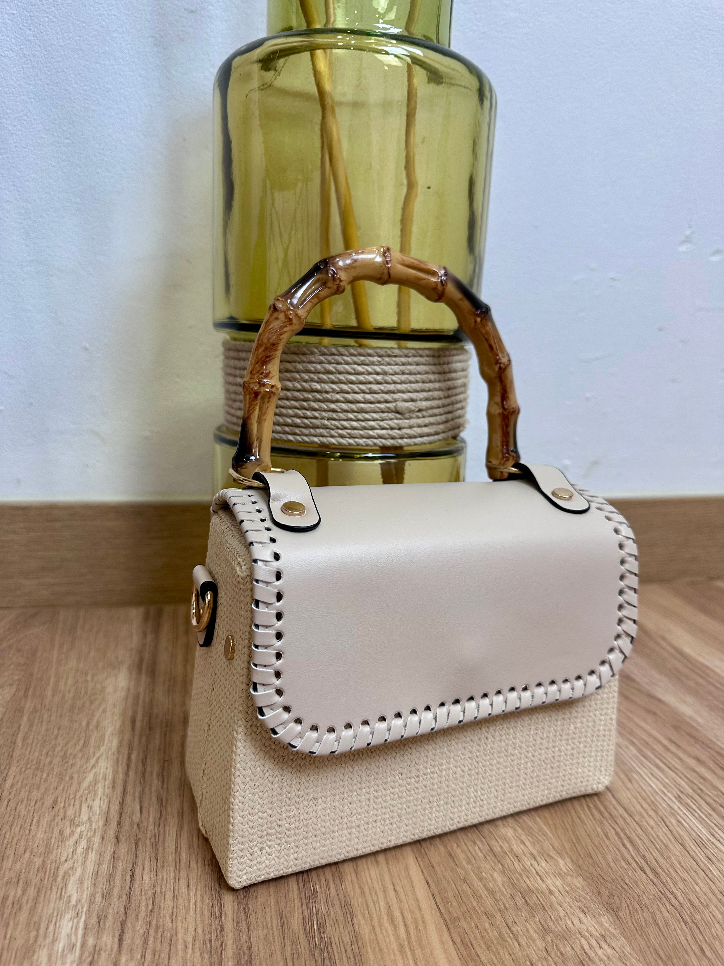 Bolso asa de hueso beige