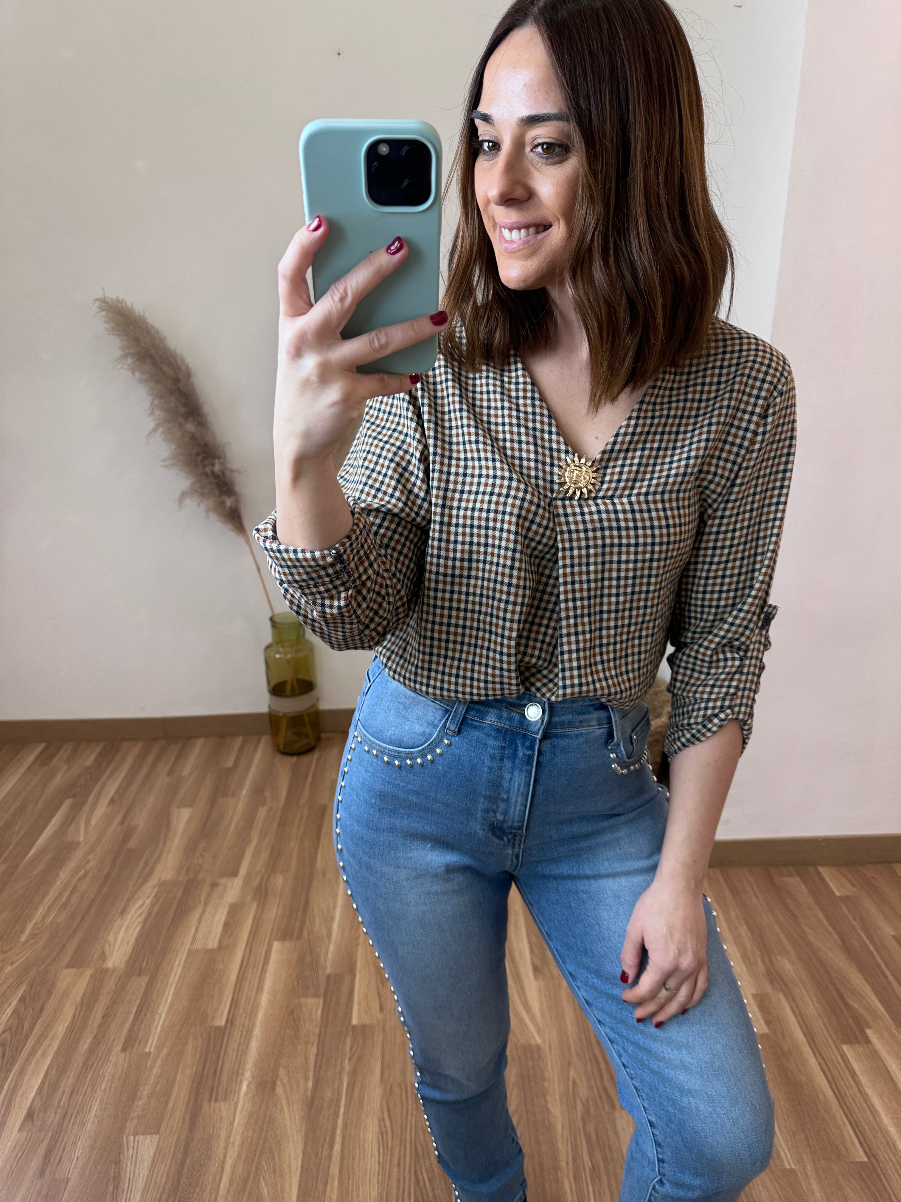 Blusa Tejana Marrón y Negro