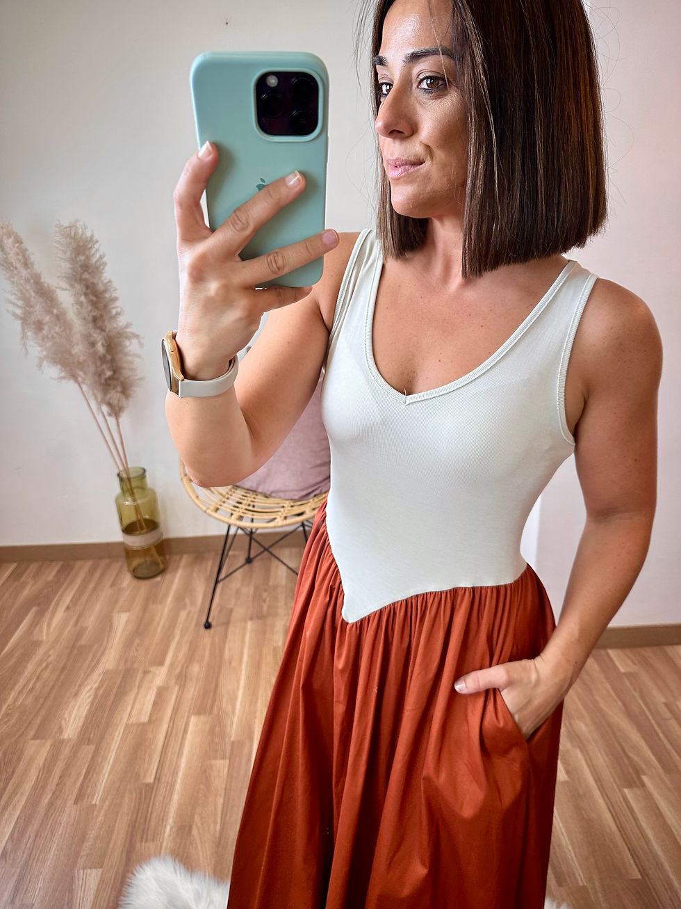 Miniatura: Vestido beige y teja