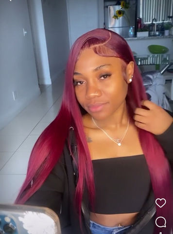Thumbnail: 99j burgundy lace frontal wigs 