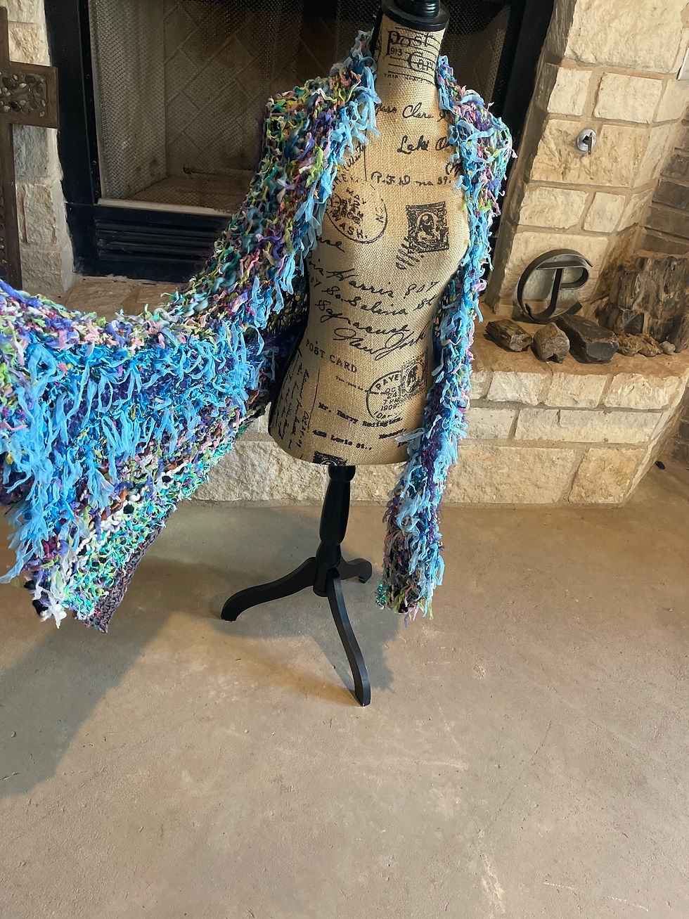 Thumbnail: Hand Knit Colorful Shrug Shawl 