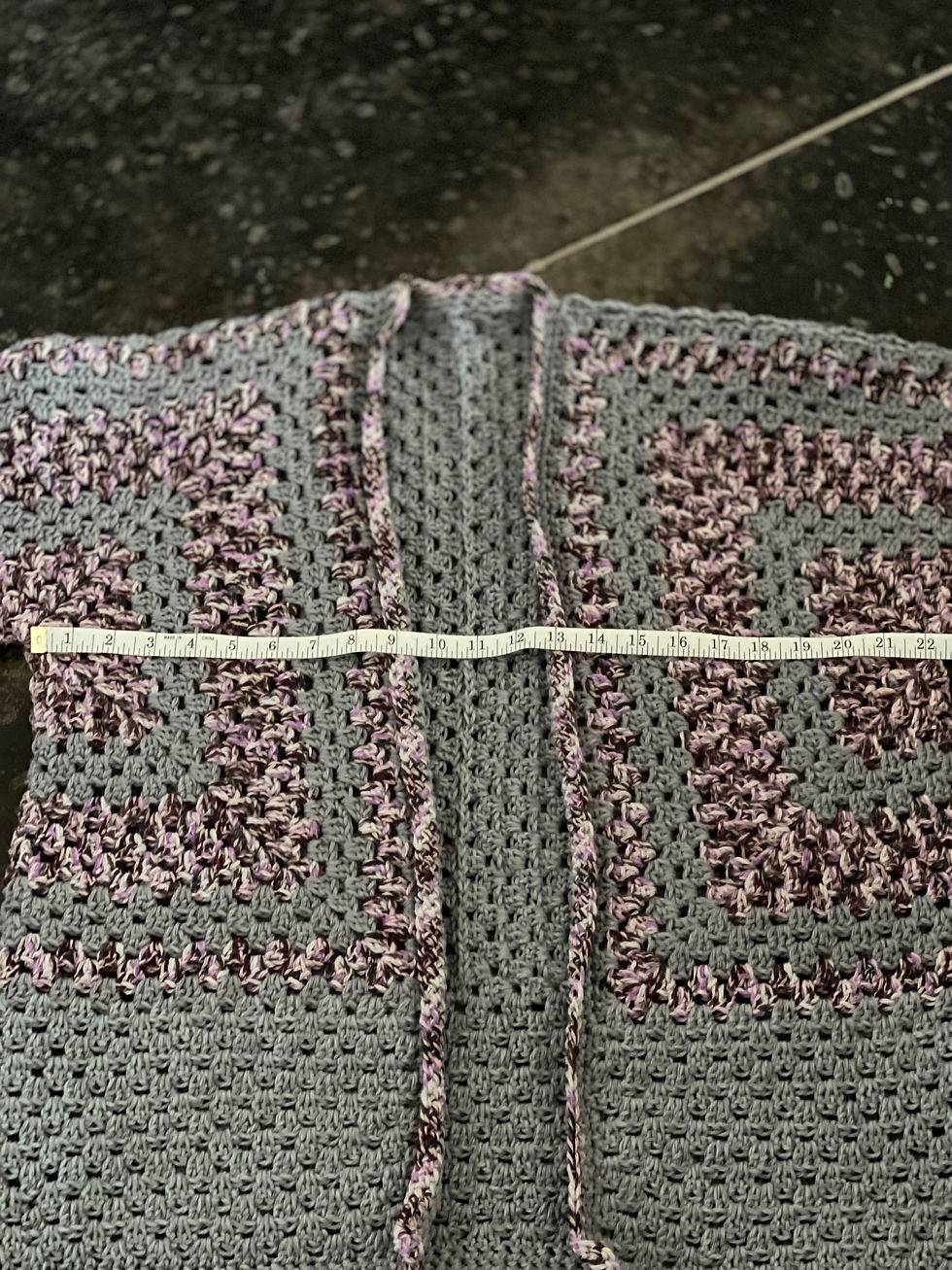 Thumbnail: Crochet Blue With Purple Accent Cardigan 