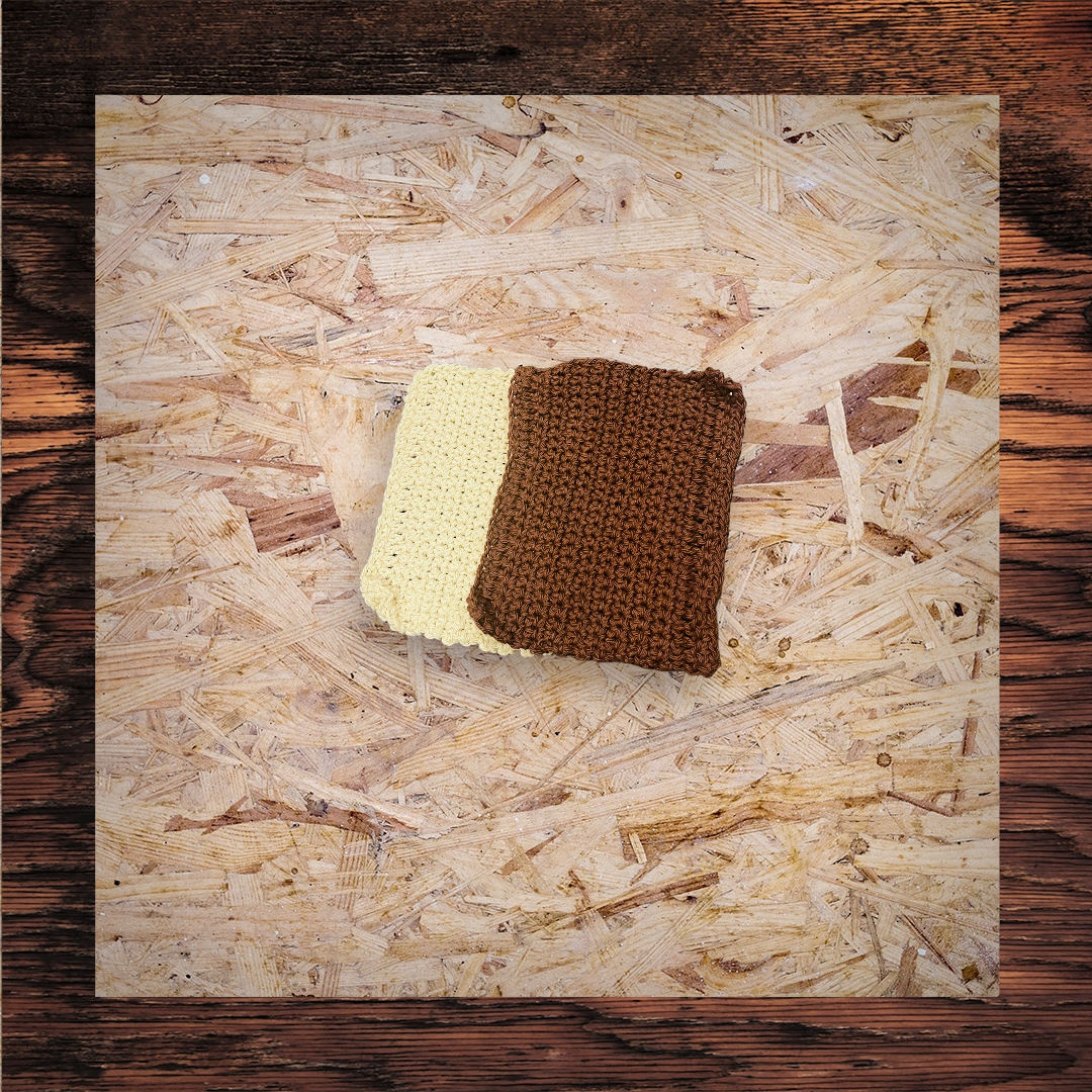 Mix Matxh Brown and Cream Crocheted Washcloo
