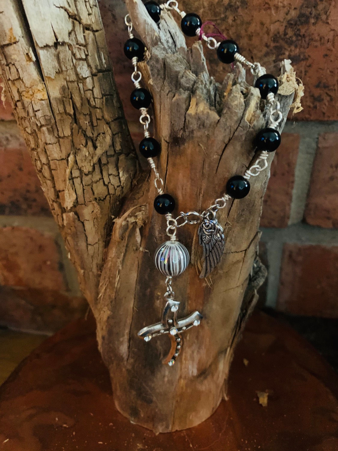 Angel wing cross bracelet