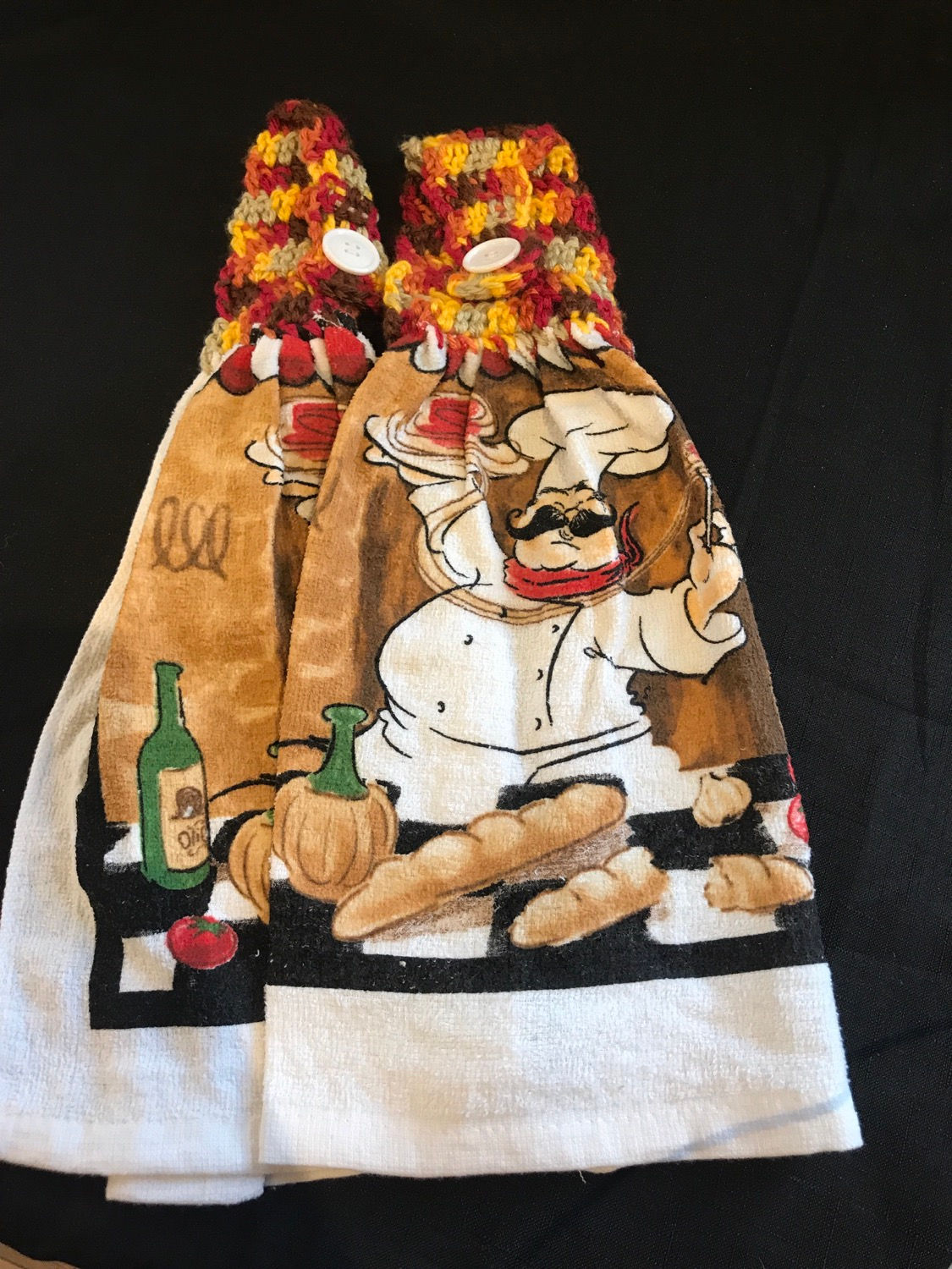 Spaghetti Chef crochet towel set