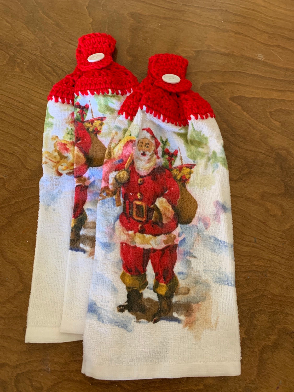 Crocheted Red Santa Towel set