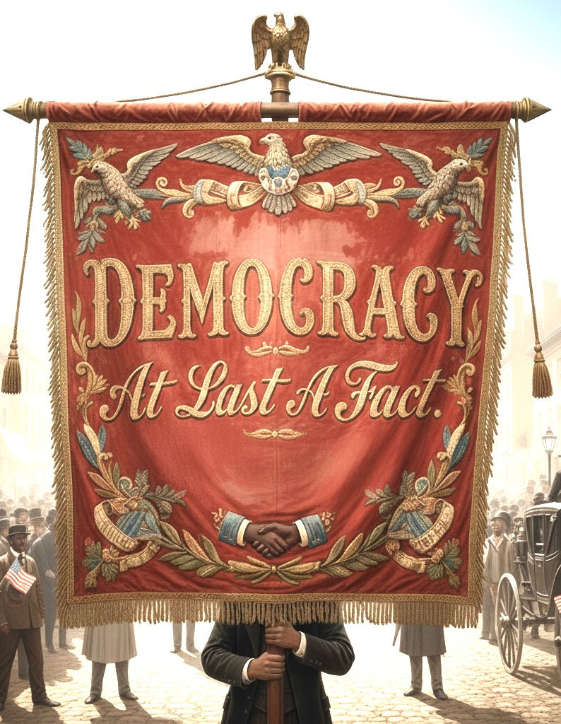 Ai re-creation of the Young Men’s Vigilant Association’s banner