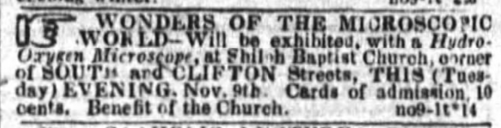 Ad from the Public Ledger, 11/9/1852. Courtesy Newspapers.com