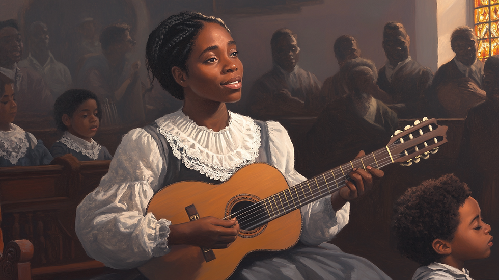 AI image of Franklin Guinn and his mother at church in 1845.