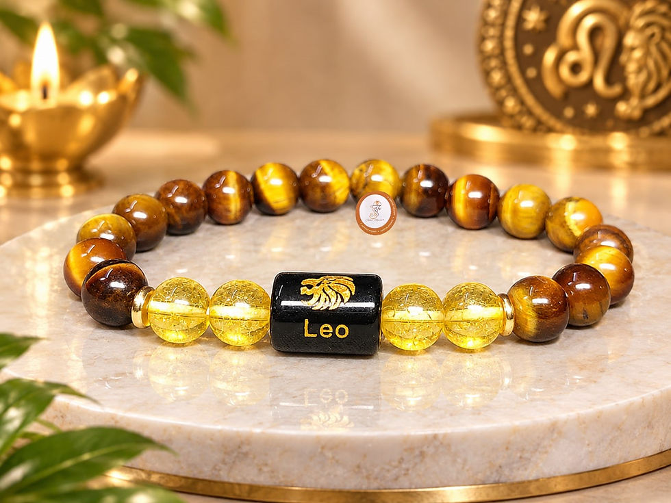 Leo zodiac bracelet Simha Rashi natural tiger eye citrine stone bracelet