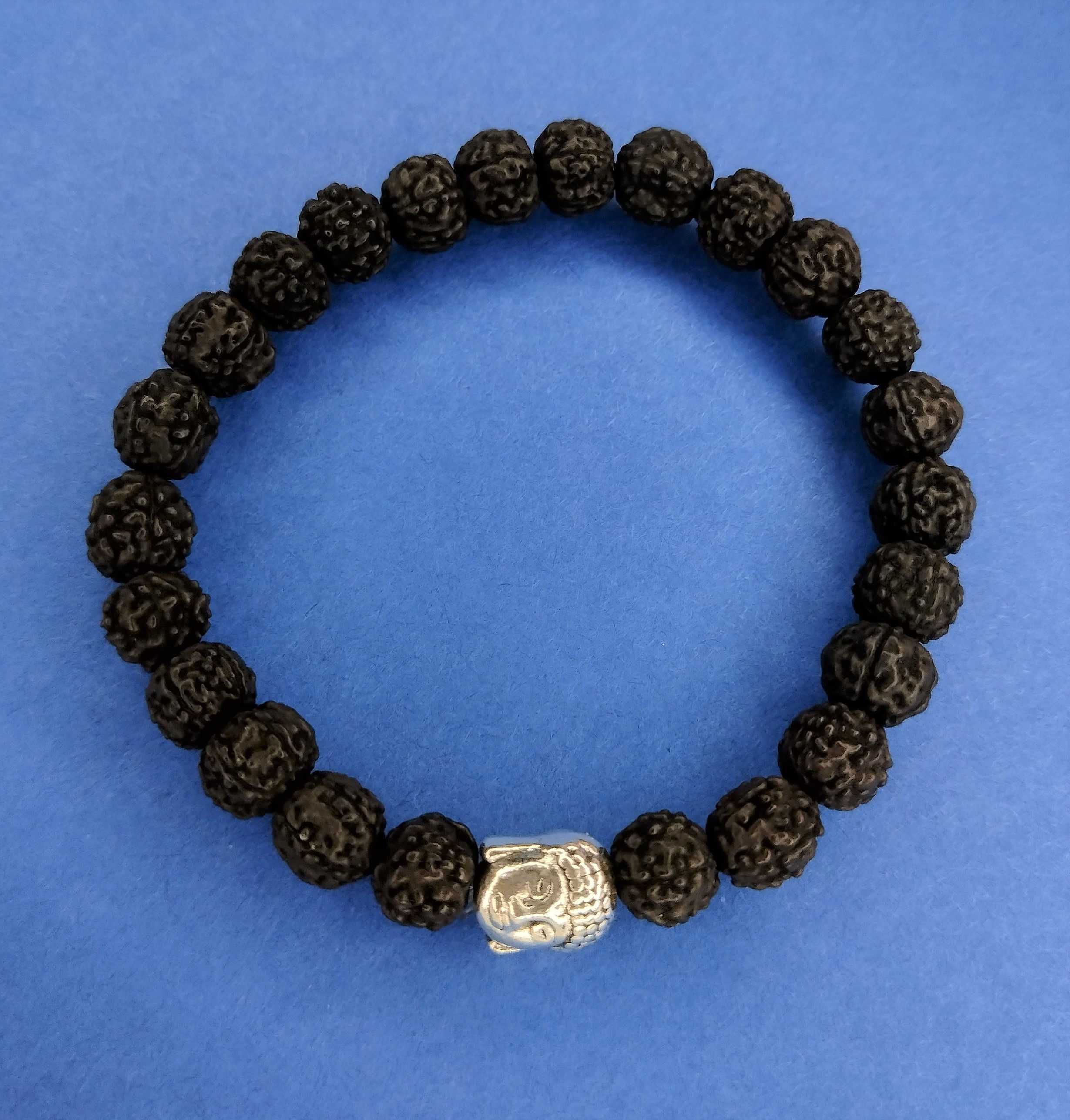 Black Rudraksha Bracelet With Buddha Charm