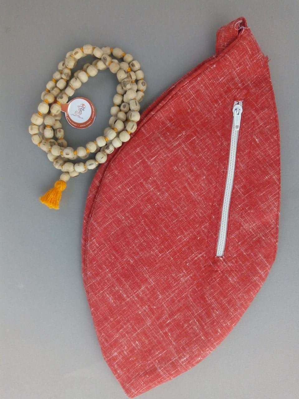 Thumbnail: Tulsi Japa Mala With Gaumukhi (Red)