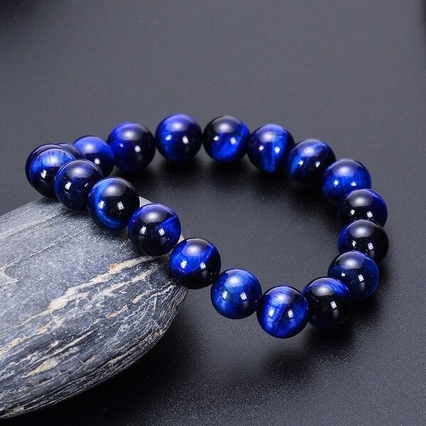 Thumbnail: Blue Tiger Eye Bracelet 8mm With Lab Certificate