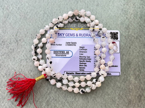 Natural Moonstone Mala 4mm to 12mm Beads with Lab certificate